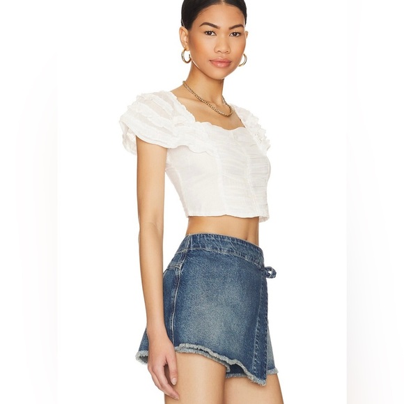 NWT Free People Thank You Very Sweetly Crop Top Size L  white - Picture 2 of 6